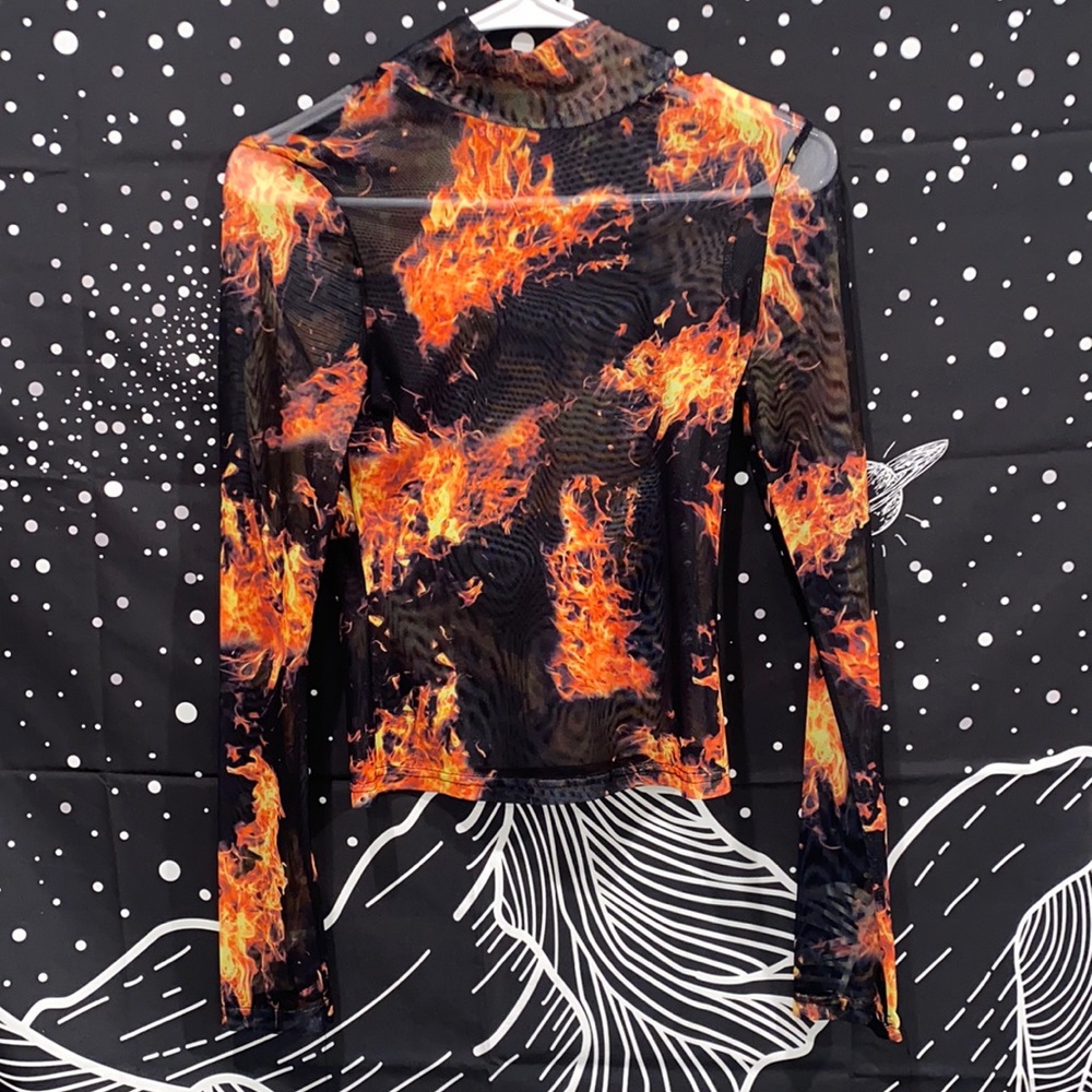 SHEER FLAME 🔥 LONG SLEEVE TOP